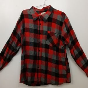 Mens Red Plaid Flannel Top